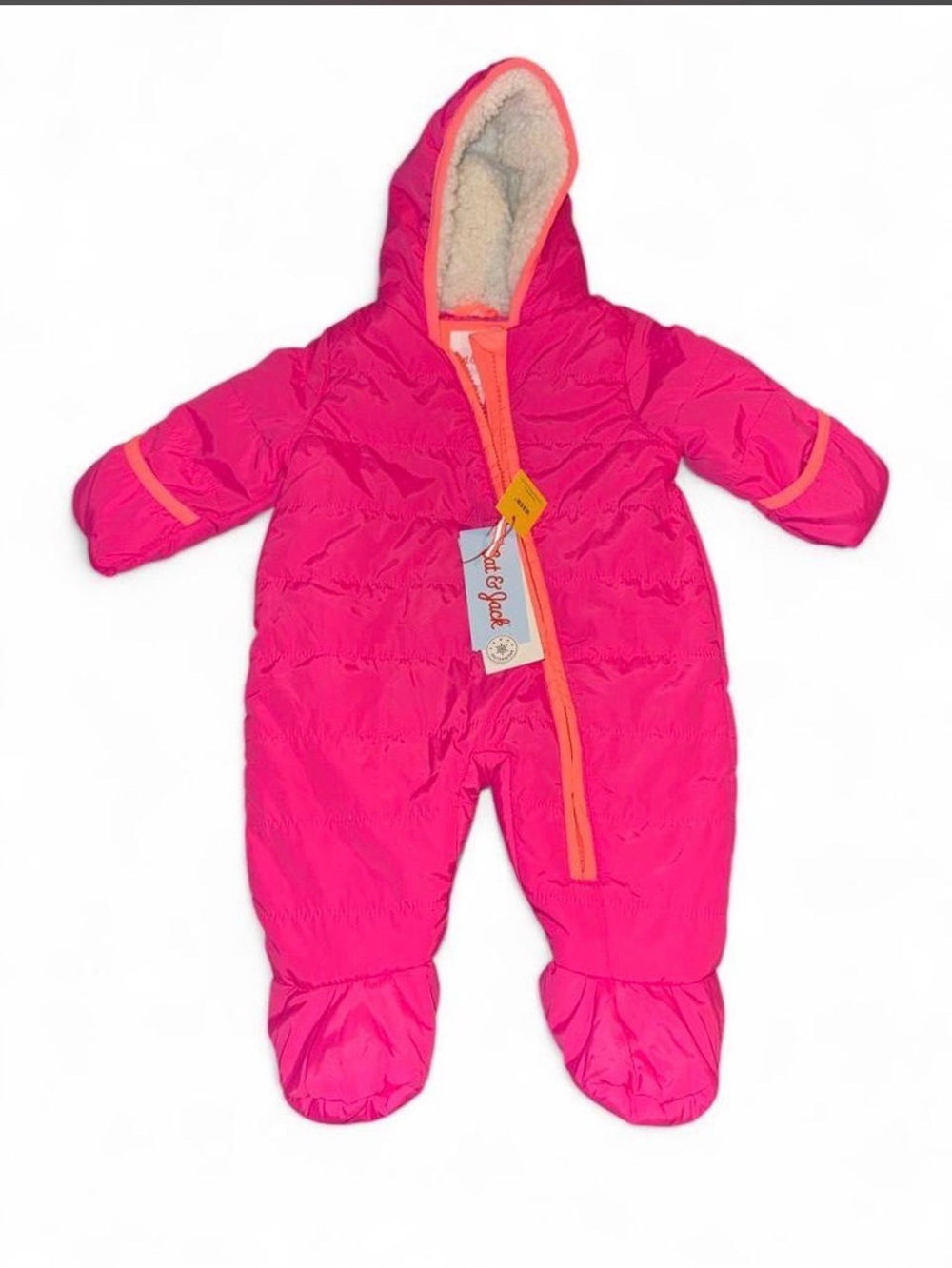 Cat & Jack Hot Pink Hooded Baby One-Piece Footie Snowsuit